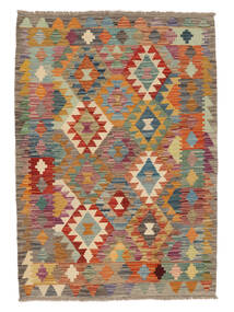 絨毯 キリム アフガン オールド スタイル 104X147 茶色/グリーン (ウール, アフガニスタン)
