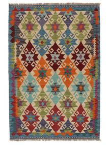 Kelim Afghan Old Stil Teppich 102X149 Dunkelgrün/Braun Wolle, Afghanistan Carpetvista