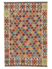  100X147 Kelim Afghan Old Style Matot Matto Ruskea/Tummanpunainen Afganistan Carpetvista