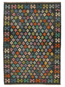  Orientalsk Kelim Afghan Old Style Tæppe 105X147 Sort/Mørkegul Uld, Afghanistan Carpetvista