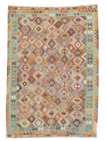 Kelim Afghan Old Stil Teppich 202X287 Braun/Grün Wolle, Afghanistan Carpetvista