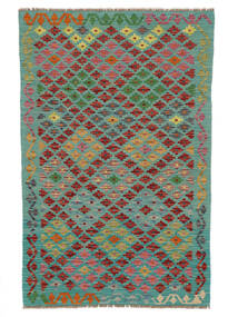  Kelim Afghan Old Style Teppe 98X153 Grønn/Mørk Rød Carpetvista