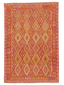  200X297 Kelim Afghan Old Style Matot Matto Tummanpunainen/Ruskea Afganistan Carpetvista