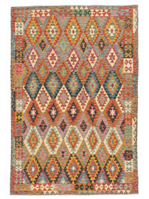  197X291 Kelim Afghan Old Style Matot Matto Tummanpunainen/Tummanvihreä Afganistan Carpetvista