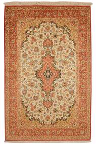84X128 Qum Silk Rug Oriental Brown/Orange (Wool, Persia/Iran)