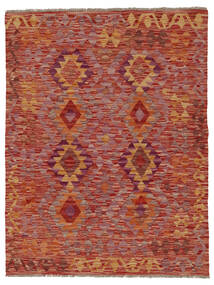  128X165 Kelim Afghan Old Style Matot Matto Tummanpunainen/Ruskea Afganistan Carpetvista