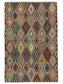 Tapete Kilim Afegão Old Style 207X312 Preto/Vermelho Escuro (Lã, Afeganistão)