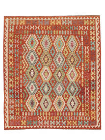  Kelim Afghan Old Style Vloerkleed 254X300 Donkerrood/Oranje Carpetvista
