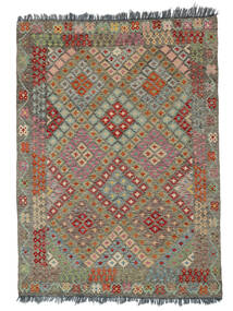  150X206 Kelim Afghan Old Style Matot Matto Tummankeltainen/Ruskea Afganistan Carpetvista