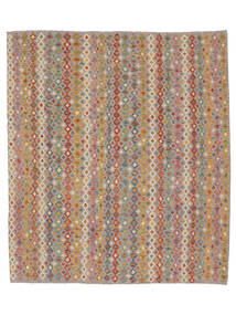 Kelim Afghan Old Stil Teppich 252X303 Braun/Dunkelgrau Großer Wolle, Afghanistan Carpetvista