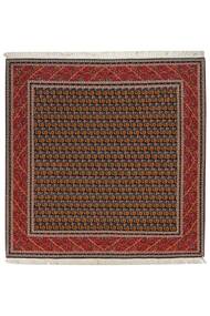 Täbriz 50 Raj Teppich 200X202 Quadratisch Schwarz/Braun Wolle, Persien/Iran