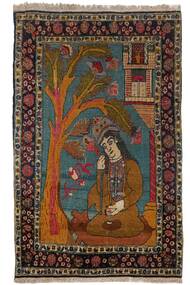  64X100 Tabriz Antik Vloerkleed Zwart/Bruin Perzië/Iran
