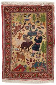 絨毯 オリエンタル タブリーズ 50 Raj 55X76 茶色/ダークレッド (ウール, ペルシャ/イラン)