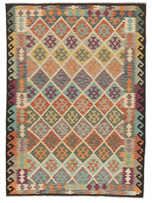 Kelim Afghan Old Style Matta 172X237 Brun/Grön Ull, Afghanistan Carpetvista