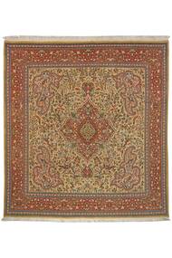 Täbriz 50 Raj Teppich 199X216 Quadratisch Braun/Schwarz Wolle, Persien/Iran