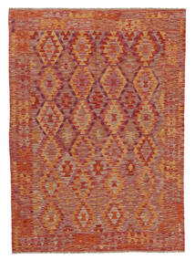  Kilim Afghan Old Style Alfombra 177X245 De Lana Rojo Oscuro/Marrón Carpetvista