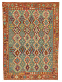  Kilim Afghan Old Style Tappeto 177X248 Di Lana Marrone/Verde Carpetvista