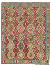  195X240 Kilim Afghan Old Style Rug Brown/Dark Red Afghanistan Carpetvista