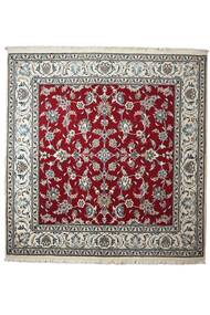 絨毯 ナイン 195X203 正方形 ダークレッド/ブラック (ウール, ペルシャ/イラン)