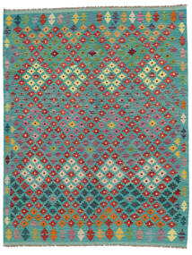 Kilim Afghan Old Style Rug 158X202 Green/Dark Teal Wool, Afghanistan Carpetvista