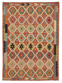 169X234 Kelim Afghan Old Style Tæppe Orientalsk Mørkerød/Brun (Uld, Afghanistan) Carpetvista