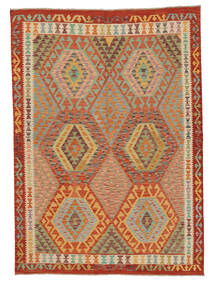 Tappeto Kilim Afghan Old Style 184X258 Marrone/Verde (Lana, Afghanistan)