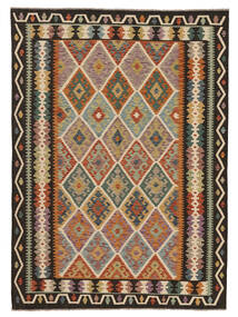 180X247 Kelim Afghan Old Style Tæppe Orientalsk Brun/Sort (Uld, Afghanistan) Carpetvista