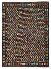  Kelim Afghan Old Style Matot 157X210 Musta/Tummanpunainen Carpetvista