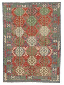  Itämainen Kelim Afghan Old Style Matot Matto 176X243 Vihreä/Tummanpunainen Villa, Afganistan Carpetvista
