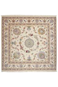 Täbriz 50 Raj Mit Seide Teppich 203X203 Quadratisch Beige/Braun Wolle, Persien/Iran