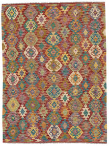 Kelim Afghan Old Style Matot Matto 157X208 Ruskea/Tummanpunainen Villa, Afganistan Carpetvista