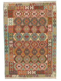 169X245 絨毯 キリム アフガン オールド スタイル オリエンタル 茶色/グリーン (ウール, アフガニスタン) Carpetvista