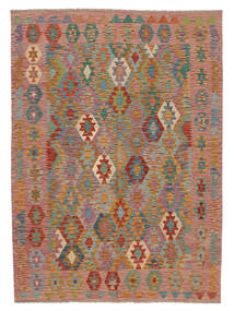 Kelim Afghan Old Stil Teppich 173X240 Braun/Dunkelrot Wolle, Afghanistan Carpetvista