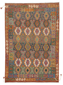  Kilim Afghan Old Style Rug 173X250 Brown/Dark Red Carpetvista