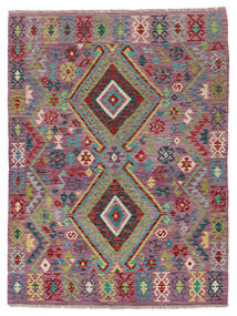  Kilim Afghan Old Style Tappeto 155X203 Di Lana Rosso Scuro/Grigio Scuro Piccolo Carpetvista