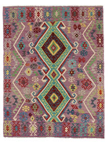  Kelim Afghan Old Style Matot 154X199 Tummanpunainen/Tummanharmaa Carpetvista