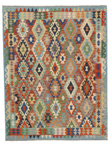  Orientalisk Kelim Afghan Old Style Matta 180X234 Grön/Svart Ull, Afghanistan Carpetvista