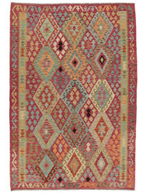  Kelim Afghan Old Style Matot 182X266 Ruskea/Tummanpunainen Carpetvista