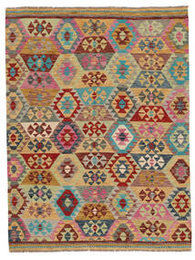 Kelim Afghan Old Style Matta 182X240 Brun/Grön Ull, Afghanistan Carpetvista