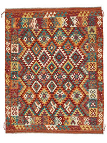  157X198 Kelim Afghan Old Style Tæppe Mørkerød/Orange Afghanistan Carpetvista