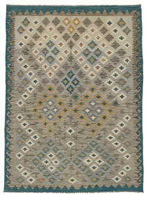 Kilim Afghan Old Style Rug 144X196 Dark Yellow/Dark Green Wool, Afghanistan Carpetvista