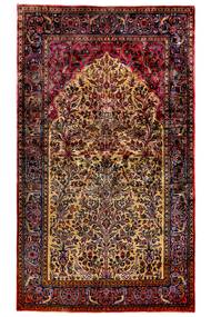  Kashan Selyem 124X202 Perzsa Gyapjúszőnyeg Fekete/Sötétpiros Kicsi