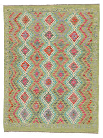  150X197 Kelim Afghan Old Style Vloerkleed Groen/Donkergroen Afghanistan Carpetvista