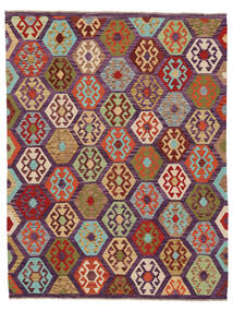Kelim Afghan Old Stil Teppich 187X240 Dunkelrot/Braun Wolle, Afghanistan Carpetvista