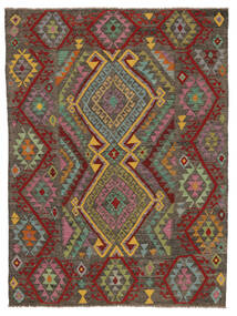  Kilim Afghan Old Style Tapis 183X244 De Laine Marron/Noir Carpetvista