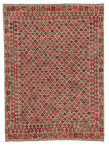  Orientalischer Kelim Afghan Old Stil Teppich 177X238 Dunkelrot/Braun Wolle, Afghanistan Carpetvista