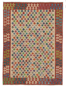Kelim Afghan Old Style Tæppe 172X237 Mørkerød/Brun Uld, Afghanistan Carpetvista