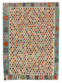  Kilim Afghan Old Style Rug 182X249 Wool Green/Orange Carpetvista