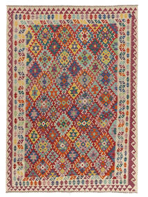  174X249 Kelim Afghan Old Style Teppe Mørk Rød/Oransje Afghanistan Carpetvista