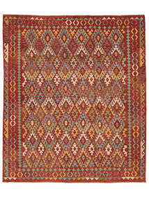 Tapete Kilim Afegão Old Style 253X294 Vermelho Escuro/Castanho Grande (Lã, Afeganistão)